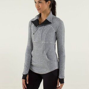 Lululemon Base Runner 1/2 Zip Mini Check Pique Heathered Black/white size 6